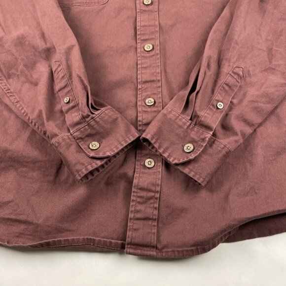 Wrangler Button Up Chambray Shirt Men’s 2XL Cotton Stretch Long Sleeve Maroon - Picture 10 of 10